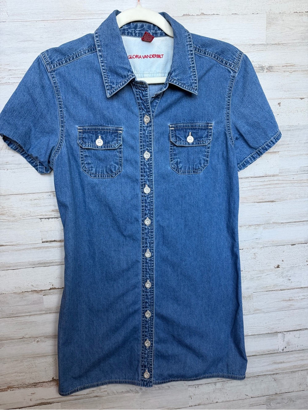 Gloria Vanderbilt Vintage Blue Denim Button-Front Women's Dress